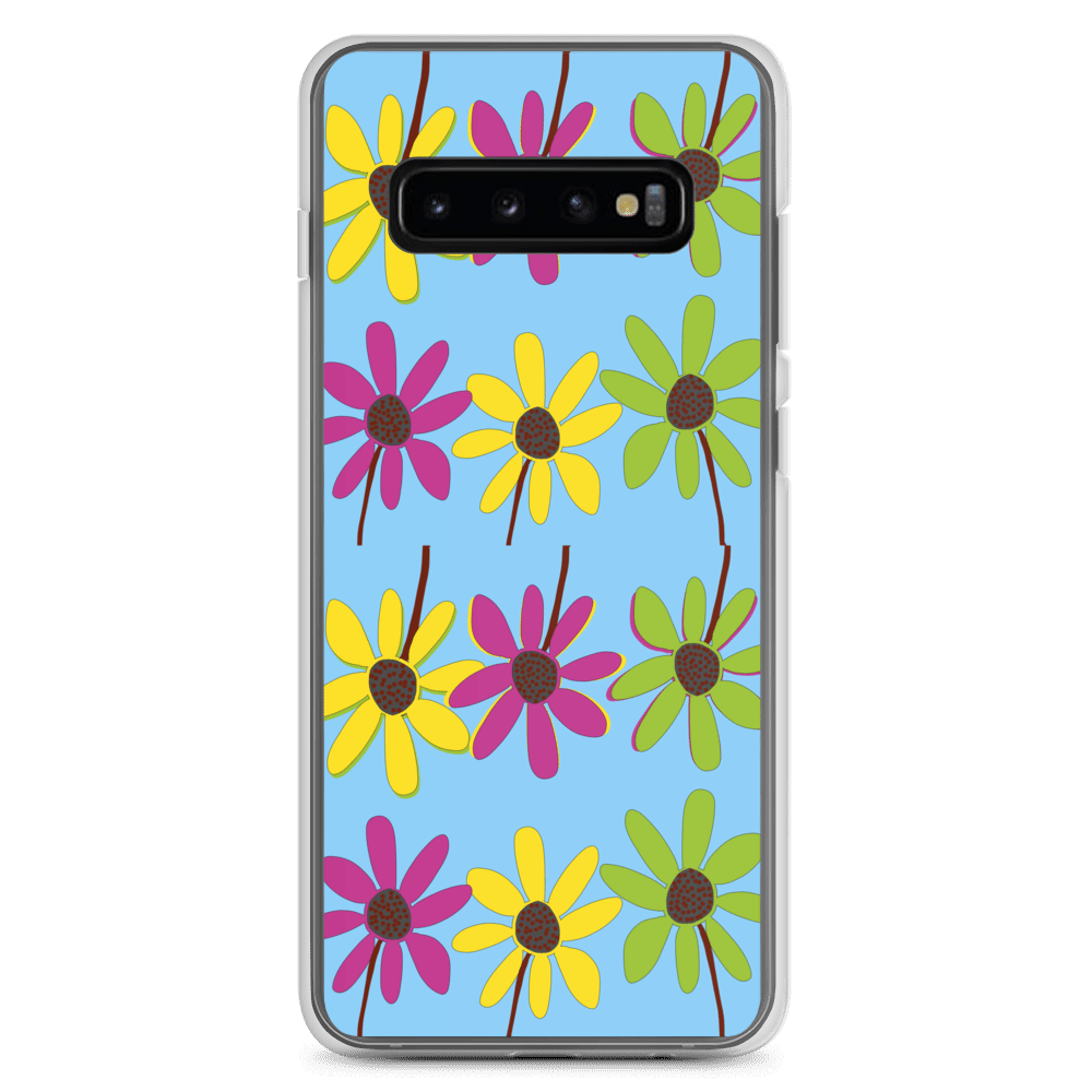 Colourful Hand Drawn Flower Petals Sky Blue Samsung Case TeeSpect