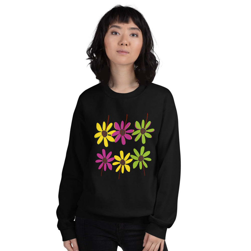 Colorful Hand Drawn Flower Petals Unisex Crew Neck Sweatshirt TeeSpect