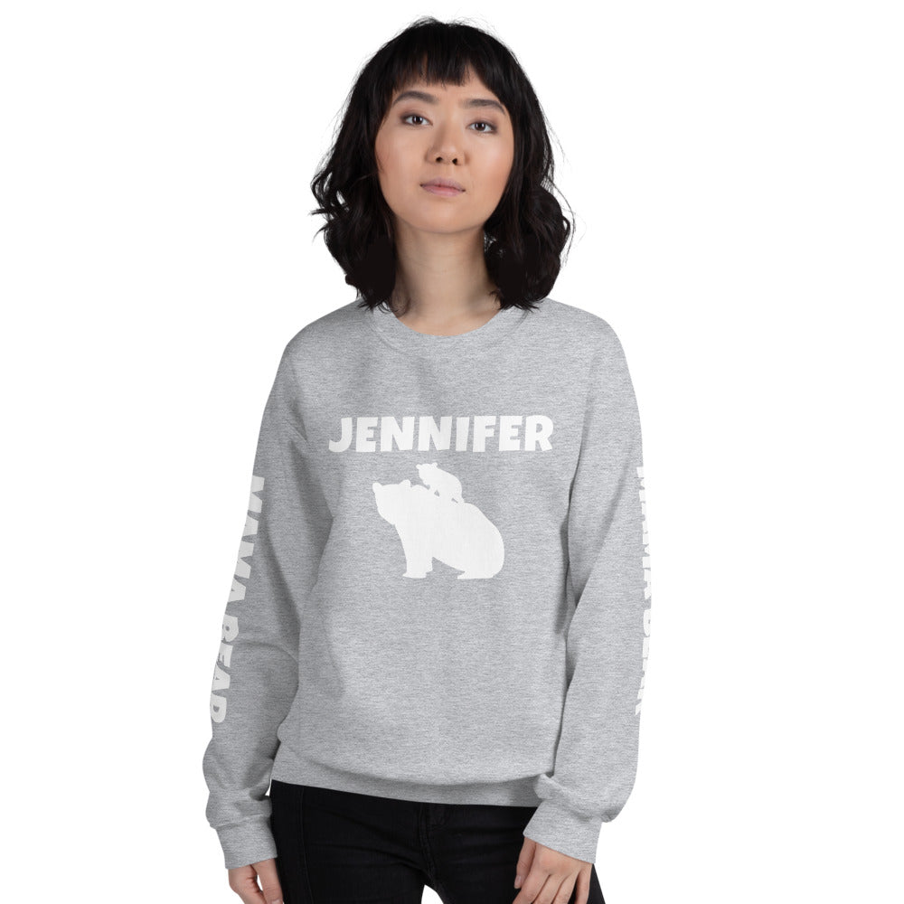 Custom Name, Arm Text Personalized Bold Mama Bear Sweatshirt TeeSpect