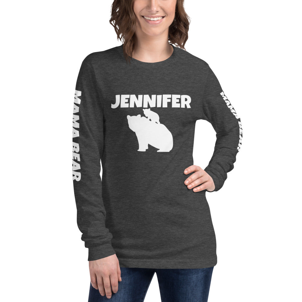 Custom Name Bold Mama Bear Personalized Unisex Long Sleeve Tee - Bella + Canvas 3501 TeeSpect