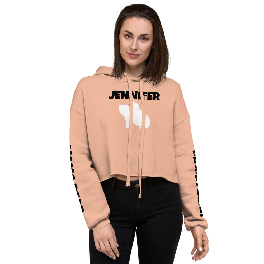 Custom Name Bold Mama Bear Personalized Women's Cropped Hoodie | Bella + Canvas 7502 TeeSpect